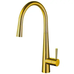 Aquarius TrueCook Series 9 Brushed Gold Pull Out Single Lever Kitchen Mixer Tap AQTK009BG