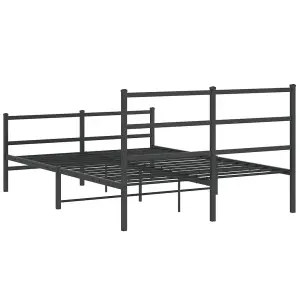 Berkfield Metal Bed Frame without Mattress with Footboard Black 140x190cm