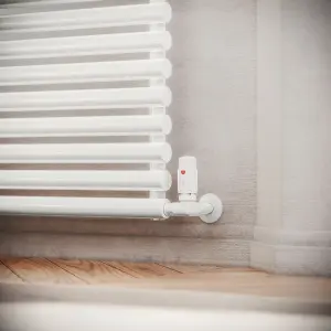 Terma Vision Soft white Left sided Corner Radiator valve & lockshield (Dia)15mm x ½"