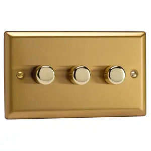 Varilight 3-Gang 2-Way 3x120W V-Pro LED Dimmer Brushed Brass