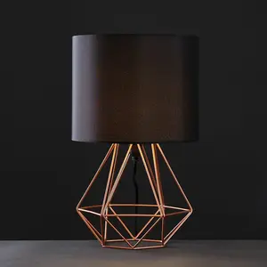 Bartelt Metal Table Lamp Copper Base/Black Shade / Yes / G