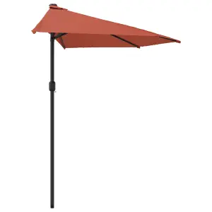 Berkfield Balcony Parasol with Aluminium Pole Terracotta 300x150x253 cm Half