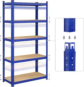 Garage Shelving, 5-Tier Storage Racks, Set of 2, 180 x 90 x 40 cm, Max. Load 875 kg (175 kg per Tier), Shelving Units, Blue