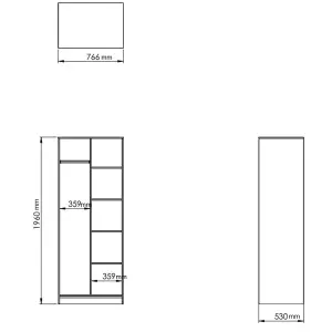 Diamond Ready assembled Modern Matt white Tall Open Double Wardrobe (H)1970mm (W)740mm (D)530mm