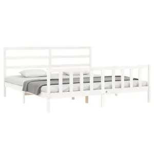 Berkfield Bed Frame with Headboard White 200x200 cm Solid Wood