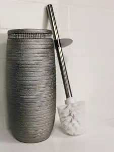 Showerdrape Pzazz Silver Diamante Toilet Brush and Holder