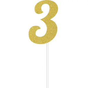 Creative Converting Glitter 3 Cake Topper Gold (One Size)