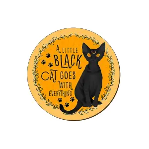 Grindstore A Little Black Cat Goes With Everything Coaster Yellow (One Size)