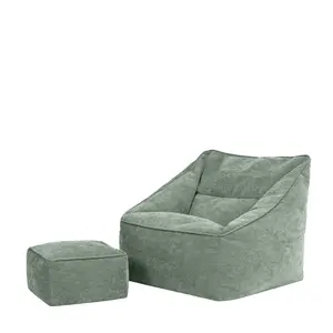 icon Natalia Chenille Armchair Bean Bag and Footstool Set Sage Green Giant Bean Bag Chair