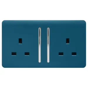 Trendiswitch MIDNIGHT BLUE 2 Gang Long Switched Socket