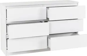 Malvern 6 Drawer Chest White Recessed Handles