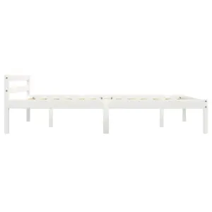 Berkfield Bed Frame White Solid Pine Wood 140x200 cm