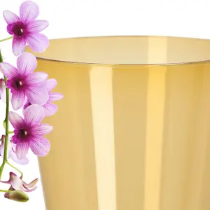 Plant Orchid Pot Plastic  Gloss Oval Planter 12 cm Honey Round