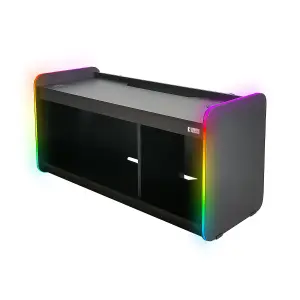 X-Rocker Electra RGB TV Stand Media Unit for up to 42" TV's, Entertainment Centre App Controlled LED Lights - BLACK