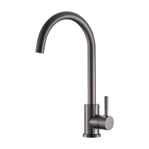 Reginox Taravo GM Single Lever Swan Neck Gun Metal Grey Kitchen Mixer Tap