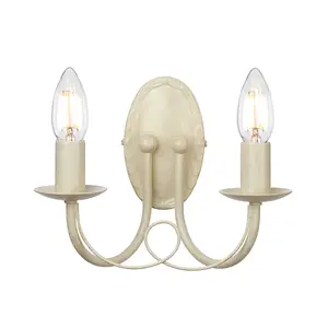 Elstead Minster 2 Light Indoor Candle Wall Light Gold, Ivory, E14