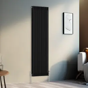 Right Radiators 1800x562 mm Vertical Traditional 3 Column Cast Iron Style Radiator Black