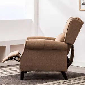 Eaton Wing Back Fireside Herringbone Fabric Recliner Armchair Sofa Chair Reclining Cinema (Herringbone Beige)