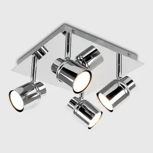 ValueLights Benton Modern 4 Way Silver Straight Bar Ceiling Light Spotlight