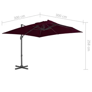 Berkfield Cantilever Umbrella with Aluminium Pole Bordeaux Red 300x300 cm