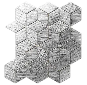 Glass mosaic on mesh for bathroom or kitchen 26.5cm x 30.5cm - Metallic Silver Cubes