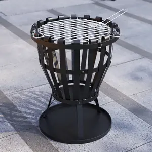 Fire Vida Black Round Portable Steel Brazier Outdoor