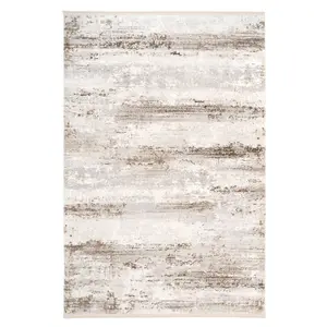 Natural Greige Super Soft Abstract Fringed Area Rug200x290cm