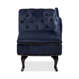 Right Hand Chaise Lounge in Velvet Navy Blue