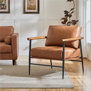 Yaheetech Modern PU Leather Oversized Armchair Lounge Chair - Retro Brown