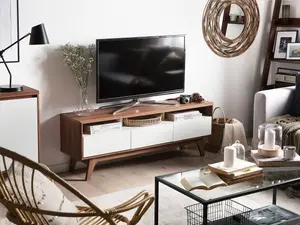 Beliani Scandinavian TV Stand Brown SYRACUSE