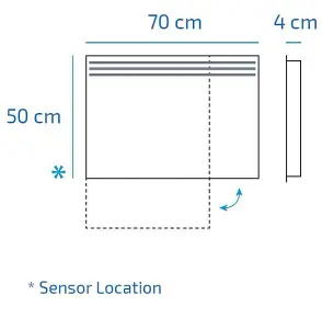 Nes Home Amber Portrait or Landscape LED back-lit mirror & three illuminated strips 700 x 500 x 40