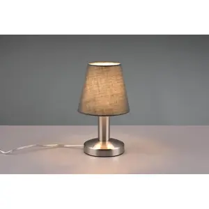 Luminosa Mats Ii Young living Table Lamp with Round Tapered Shade Nickel Matt Grey Shade - UK Stock