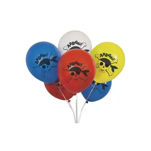 Unique Party Ahoy Latex Pirate Balloons (Pack of 8) Multicoloured (One Size)