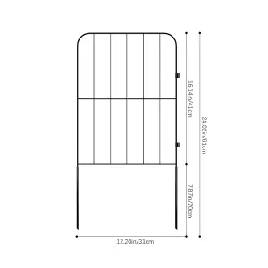 25 Panels 31x61cm Flat Top Metal Edging Fence Yard Borders Decor for Garden Pet Dogs,Black