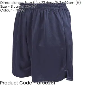 S - NAVY Junior Soft Touch Elasticated Training Shorts Bottoms - Football Gym