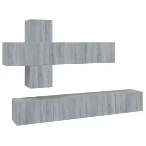 Berkfield 7 Piece TV Cabinet Set Grey Sonoma Engineered Wood