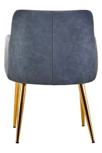 Dark Grey Angular Dining Chair, Gold Finish Lounge Chair, Luxe Kitchen Chair, Livingroom Chair, Accent Chair