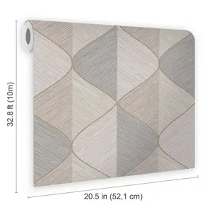 Fresco Ogee Textured Geometric Natural Wallpaper