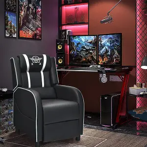 Costway Gaming Recliner Chair PU Leather Single Recliner Sofa Adjustable w/ Footrest