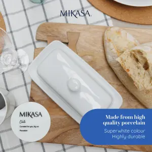 Mikasa Chalk Porcelain Butter Dish, 21cm, White