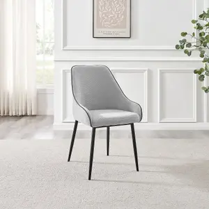 Furniturebox UK Beaumont 2x Grey Fabric Black Leg Dining Chair