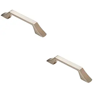 2 PACK - Angular Kitchen Pull Handle Satin Nickel 128mm Centres Shaker Cabinet Drawer