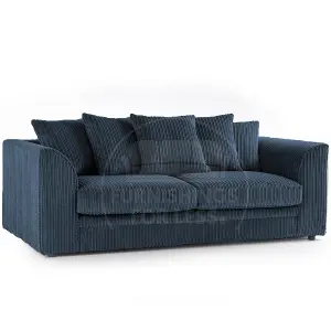 Luxor Jumbo Cord 3 + 2 Navy Blue Fabric Sofa Suite