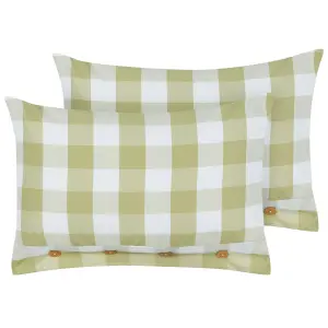 Set of 2 Cushions TAMNINE 40 x 60 cm Checked Light Green