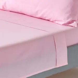 Homescapes Pink Egyptian Cotton Flat Sheet 200 TC, Single