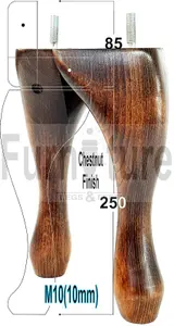 QUEEN ANNE WOODEN LEGS CHESTNUT WASH 250mm HIGH SET OF 4 REPLACEMENT FURNITURE FEET  M10