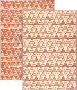 Large Garden Outdoor Rug For Patio, Mango & Cream Triangle Waterproof Garden Rug 160 x 230cm