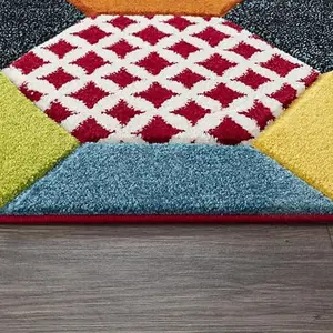 Abaseen Multicoloured Rug 60x220cm Geometric Modern Rug Rectangular Indoor