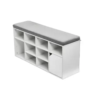 White Wooden Shoe Bench Shoe Storage Organizer Shoe Cabinet with Seat Padded