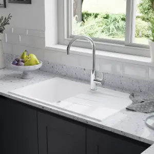 GoodHome Zanthe Chrome-plated Kitchen Side lever Tap